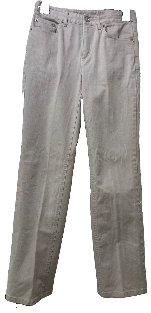 Talbots Petites Beige Cream Jeans Size 2P Straight Leg Preppy Denim Casual